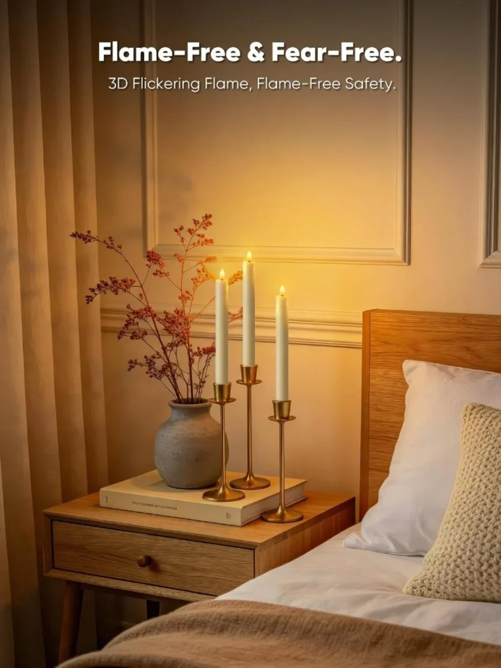 24 Pcs Flameless Taper Candles with Remote - Flickering LED Candlesticks for